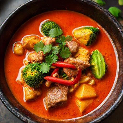 Curry Panang au Bœuf et Légumes Croquants