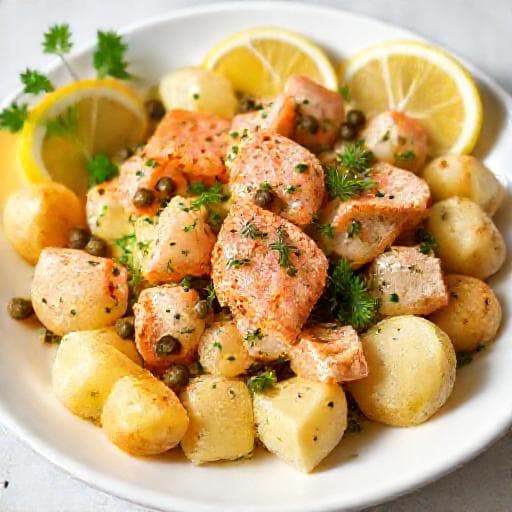 Salade de pommes de terre et saumon au citron classique