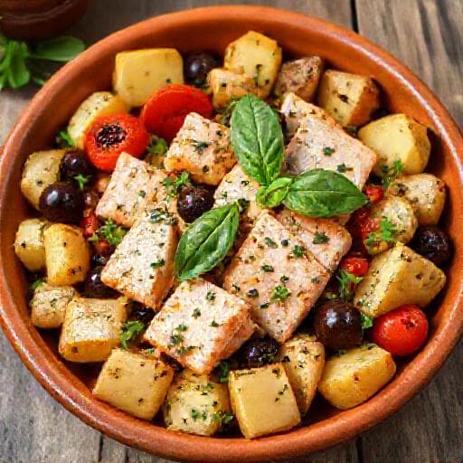 Salade de pommes de terre et saumon au citron et aux herbes de Provence