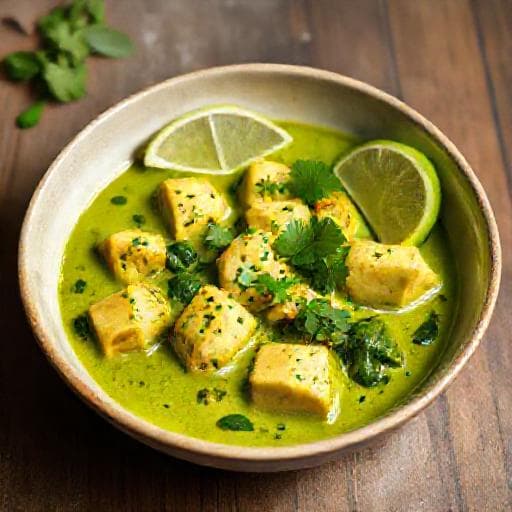 Palak Paneer au Curry Vert et Lait de Coco