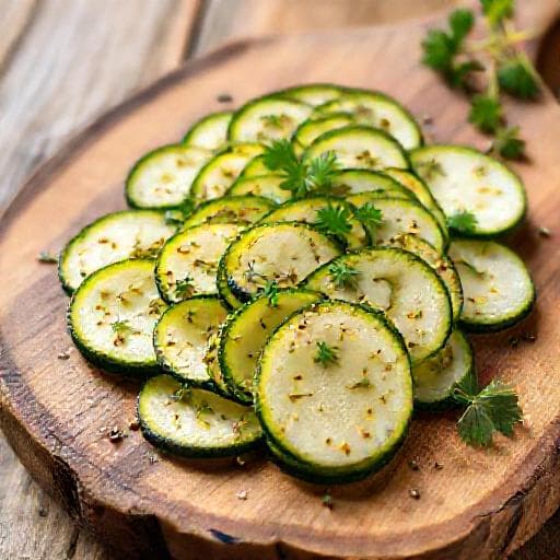 Carpaccio de Courgettes Mariné aux Herbes et Ail