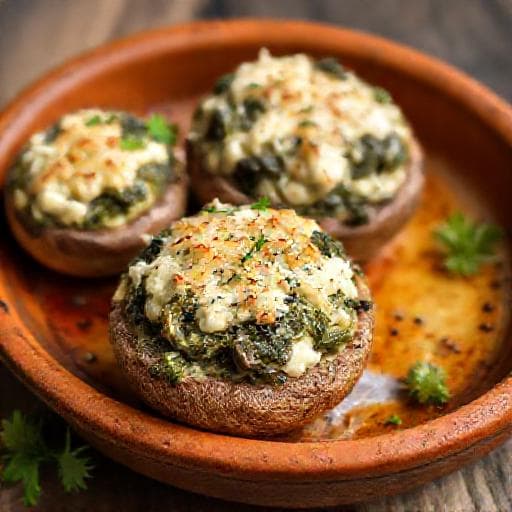 Champignons Farcis aux Épinards et Ricotta
