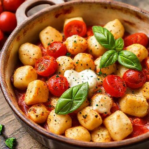 Gnocchis Rôtis au Four, Tomates Cerises et Mozzarella