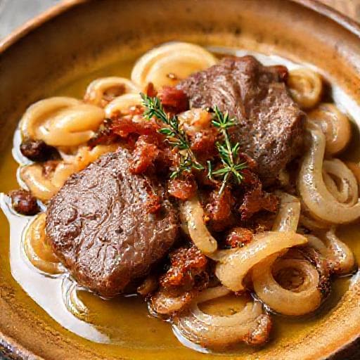 Foie de Veau aux Oignons et Lardons