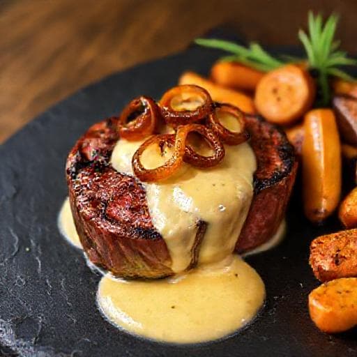 Filet Mignon au Maroilles et Échalotes Confites