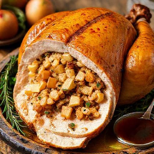 Rôti de Dinde Farcis aux Pommes et aux Herbes