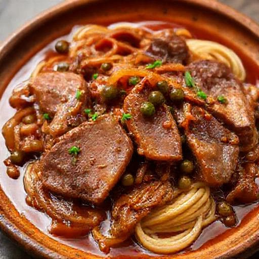 Langue de Bœuf Sauce Piquante à la Lyonnaise