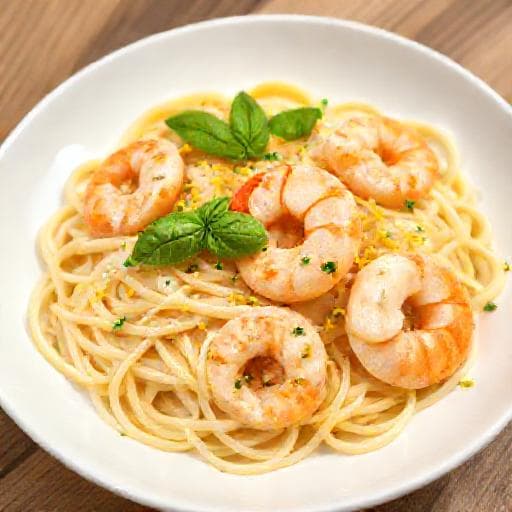 Pasta med Räkor, Vitlök och Citron i Krämig Sås
