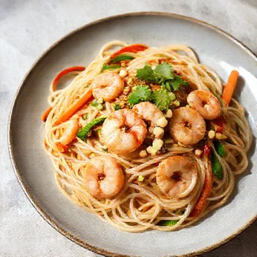 Snabb Pad Thai med Räkor