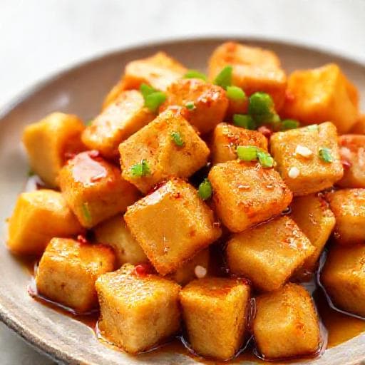 Snabb Friterad Tofu med Sötsur Sås