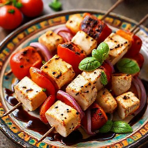 Souvlaki med Halloumi och Grönsaker