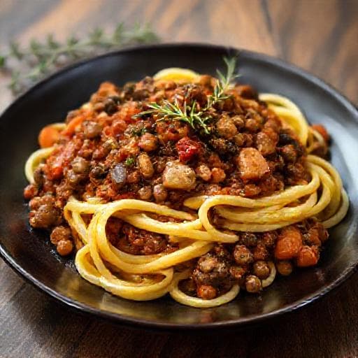 Linsbolognese med Svamp och Rödvin