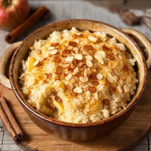 Ugnsbakad Risgrynsgröt med Äpple och Kanel