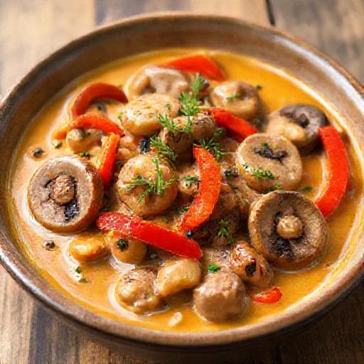 Korv Stroganoff med Champinjoner och Paprika