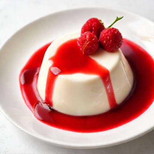 Pannacotta med Vit Choklad och Hallon-Chilireduktion