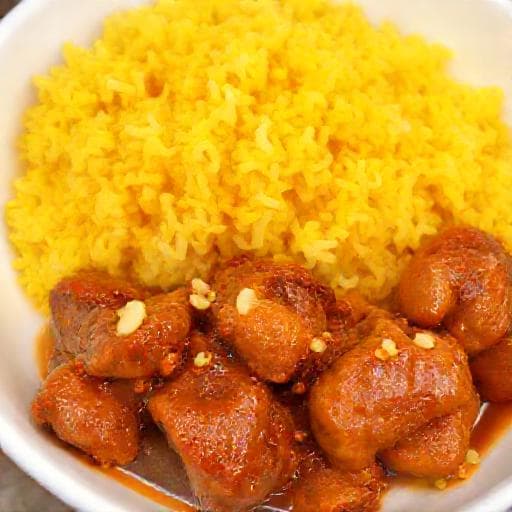 Nasi Kunyit Ekspres dengan Rendang Ayam Cepat
