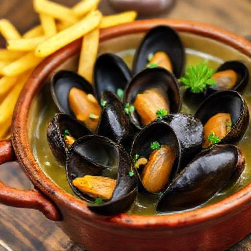 Klassiske Muslinger i Hvidvin (Moules Marinières)
