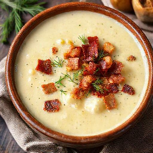 Blomkålssuppe med Sprød Bacon og Urter