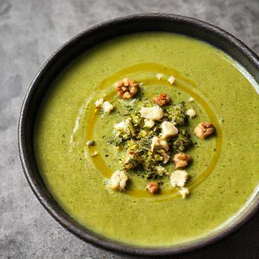 Broccolisuppe med Blåskimmelost og Valnødder