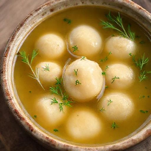 Klar Suppe med Melboller og Urter
