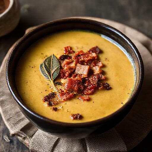 Jordskokkesuppe med Bacon og Sprød Salvie