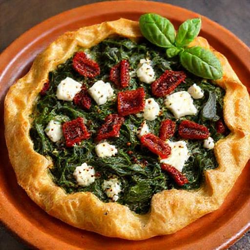 Spinattærte med Feta og Soltørrede Tomater