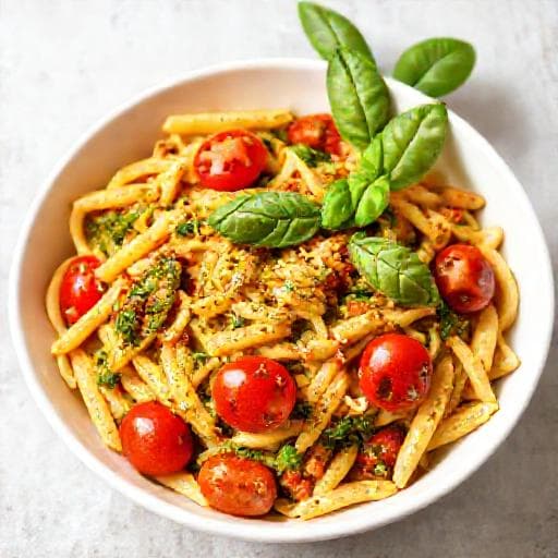 Hurtig One Pot Pasta med Pesto og Cherrytomater