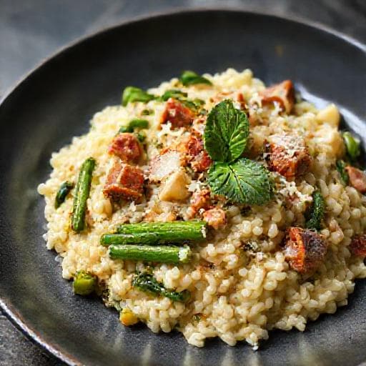Kreativ Risotto med Asparges og Pancetta