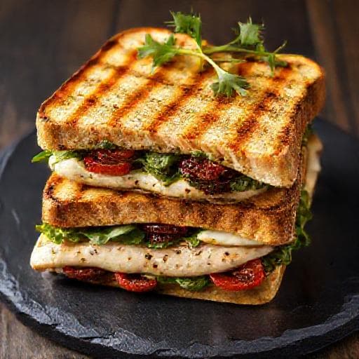 Panini med Kylling, Pesto og Soltørrede Tomater