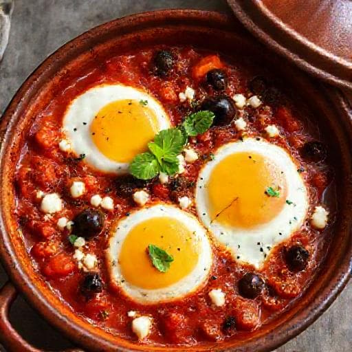 Shakshuka med Feta og Oliven