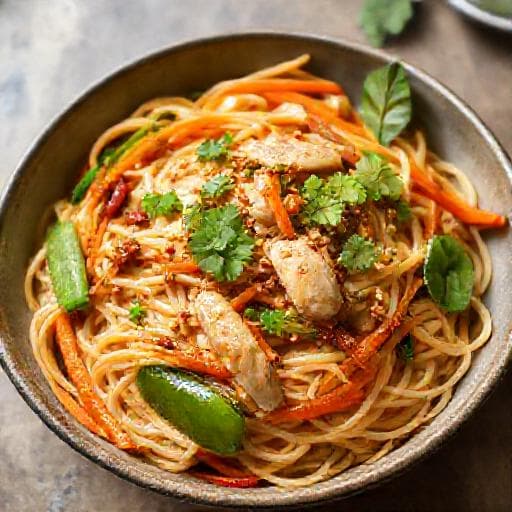 Pad Thai med Kylling og Sprøde Grøntsager