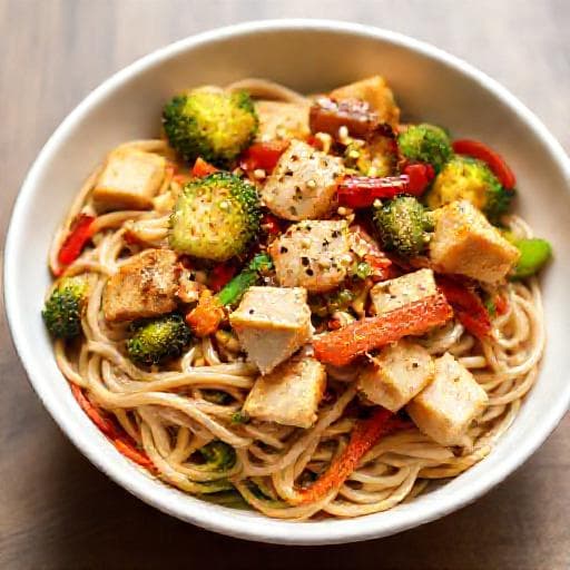 Hurtig Udon med Grøntsager og Tofu