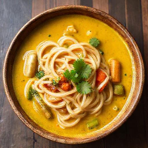 Karry Udon med Grøntsager og Kokosmælk
