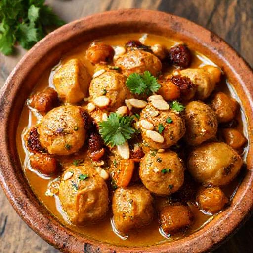 Hurtig Kylling Tagine med Abrikoser og Mandler