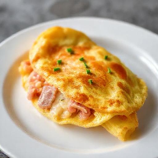 Klassisk Omelet med Skinke og Ost