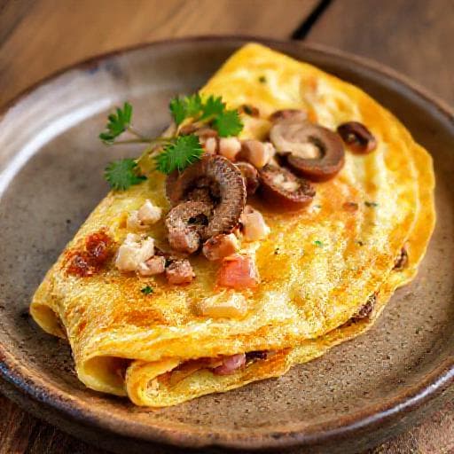 Omelet med Skinke, Ost og Champignoner