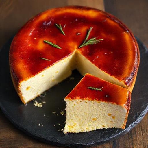 Baskisk Cheesecake med Citron og Rosmarin