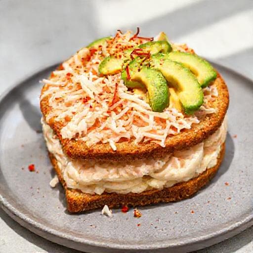 Brødtorte med Krabbekløer og Avocado