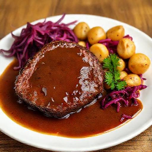 Klassisk Gammeldags Oksesteg med Brun sovs