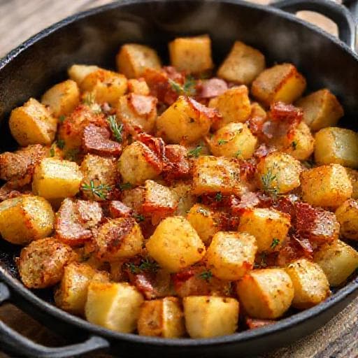 Råstegte Kartofler med Bacon og Timian