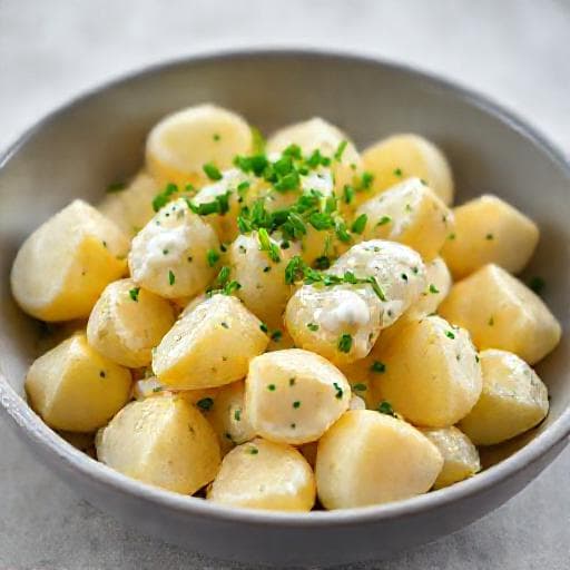 Hurtig Kartoffelsalat med Creme Fraiche og Sennep