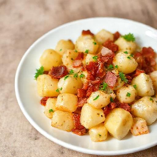 Hurtig Varm Kartoffelsalat med Bacon