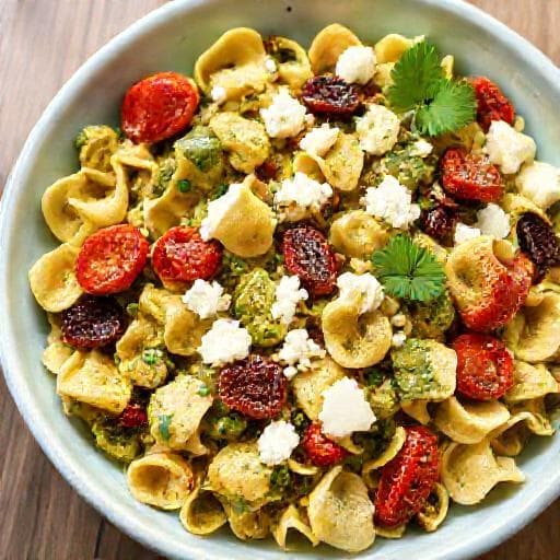 Kreativ Pastasalat med Pesto, Soltørrede Tomater og Artiskokhjerter
