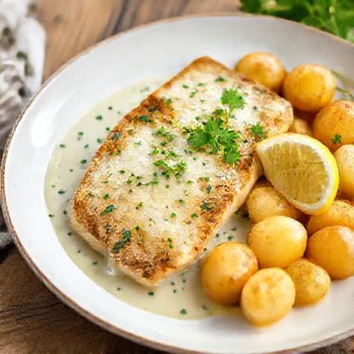 Stegt Rødspætte med Citron-Persillesovs og Nye Kartofler