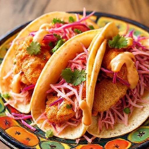 Baja Rybí Tacos s Kapustou a Smetanovou Omáčkou