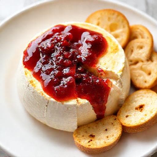 Rychlý pečený camembert s brusinkovým džemem