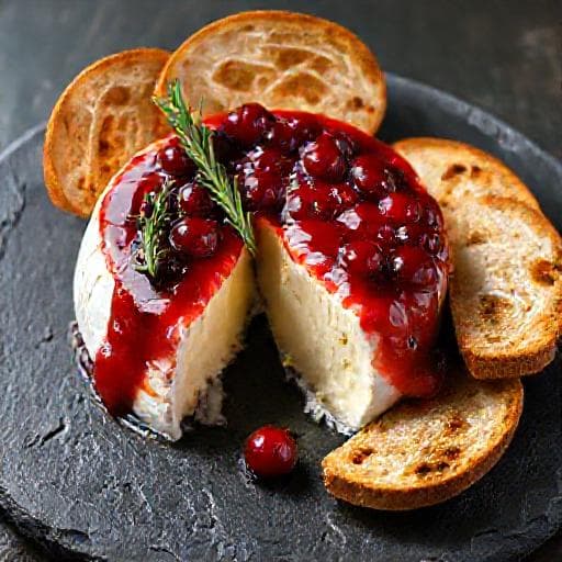 Pečený camembert s brusinkami a rozmarýnem