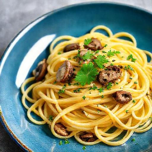 Rychlé houbové tagliatelle s česnekem a bylinkami