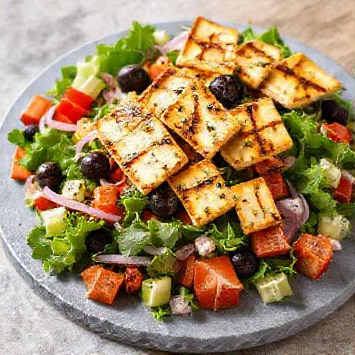 Řecký Salát s Grilovaným Halloumi