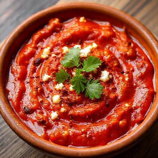 Pikantní pomazánka z pečených paprik s chilli a feta sýrem